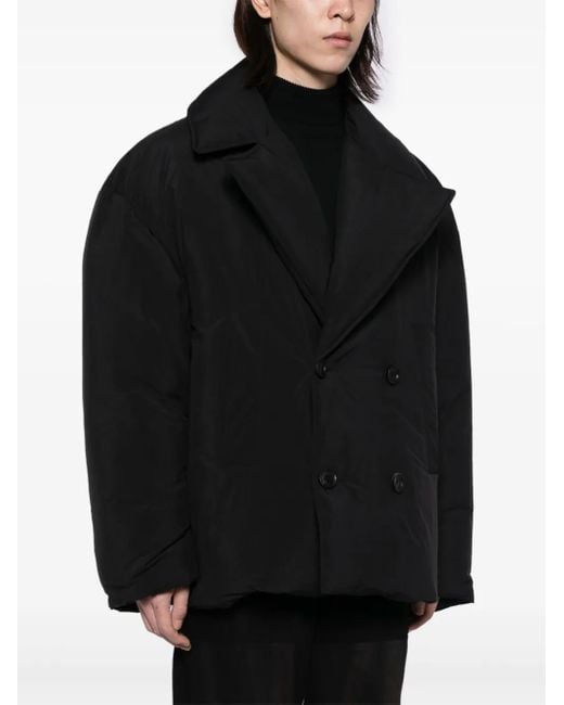 Juun.J Black Notched-Lapels Padded Jacket for men
