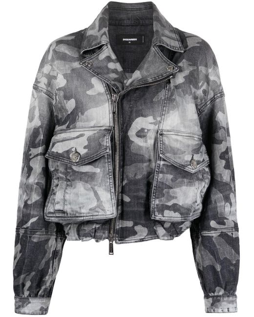 DSquared² Camouflage Denim Jacket in het Gray