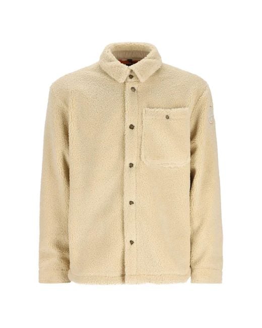 Napapijri Natural Logo-Embroidered Fleece Shirt Jacket for men