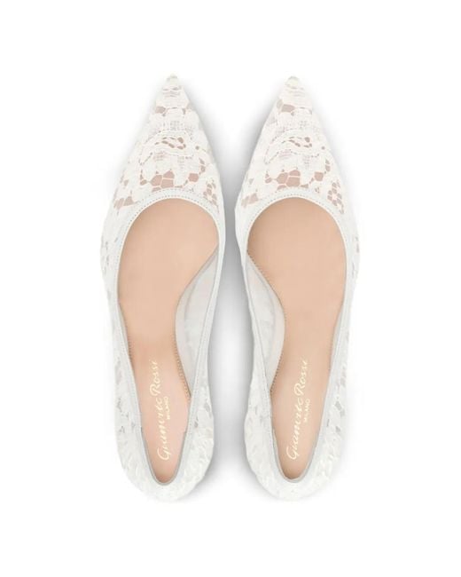 Gianvito Rossi White Claudia Lace Pumps