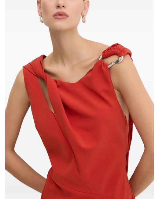 Stine Goya Red Cut-Out Ring-Detail Maxi Dress