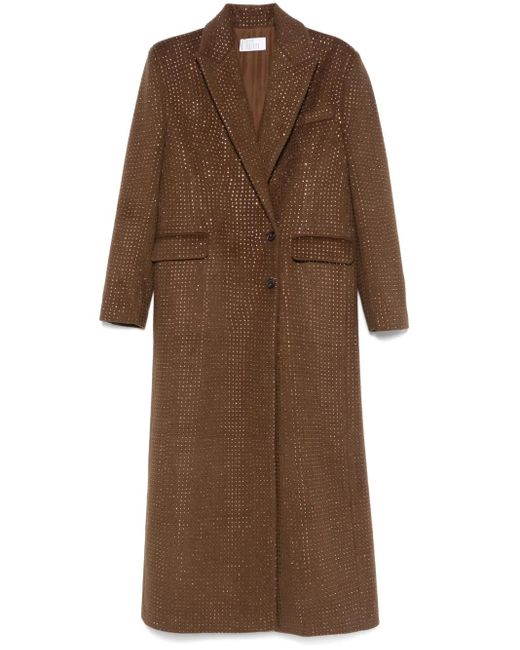 Abrigo con apliques de strass y cinturón GIUSEPPE DI MORABITO de color Brown