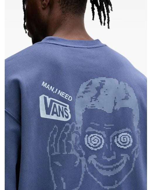Vans Blue Graphic-Print Sweatshirt for men
