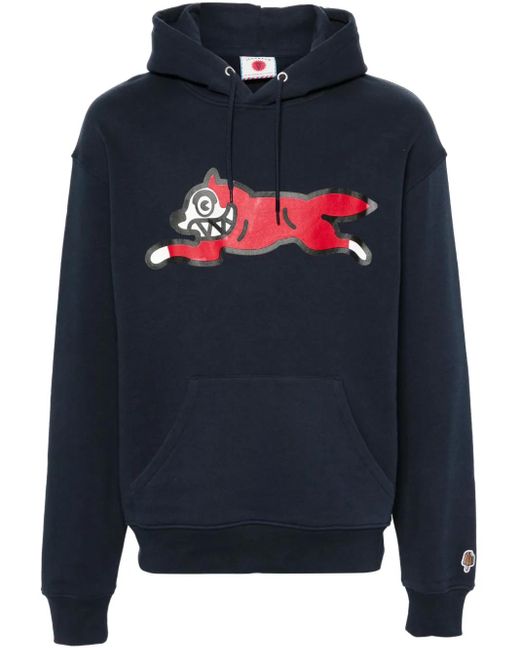 ICECREAM Blue Running Dog Popover Cotton Hoodie for men