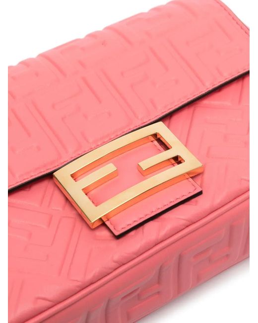Fendi Pink Baguette Chain Midi Shoulder Bag