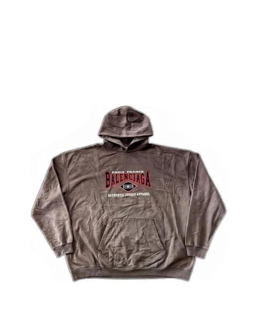 Balenciaga Brown Embroidered Logo Hoodie for men