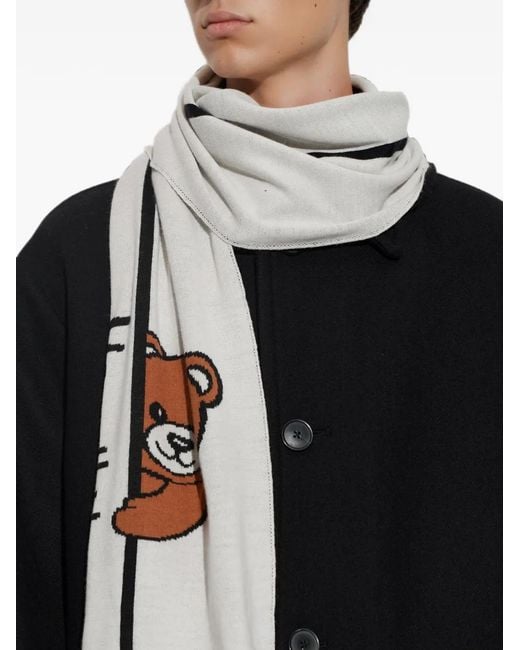 Moschino White Teddy Bear Scarf