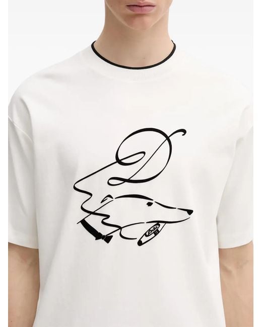 Drole de Monsieur White Graphic-Print T-Shirt for men
