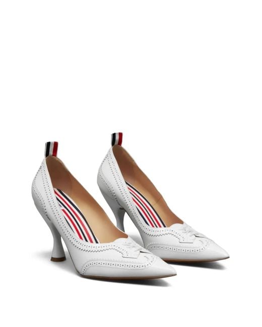 Thom Browne White Soft Patent Wingtip Pumps 90Mm
