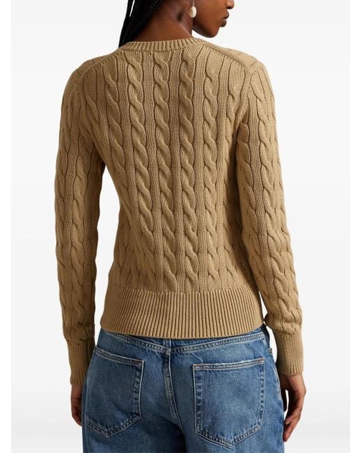 Polo Ralph Lauren White Cable-Knit Long-Sleeve Cardigan Khaki