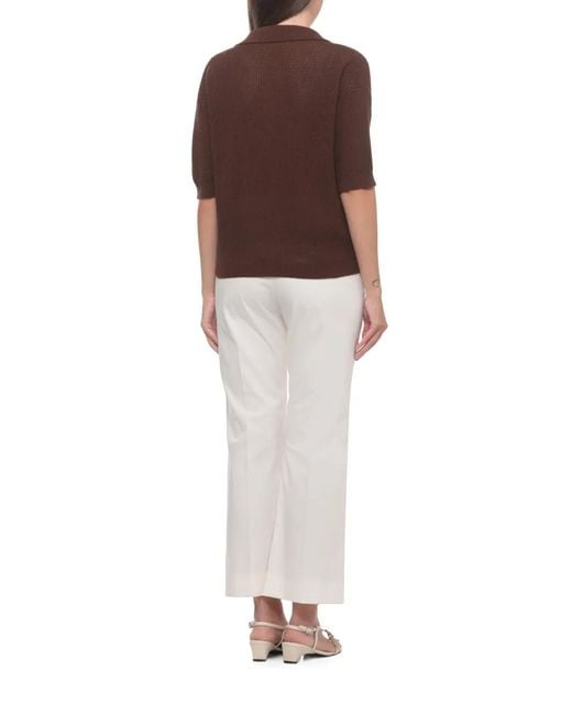 Marella Brown Mlslembi Open-Knit V-Neck Jumper