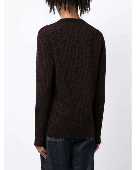 Lanvin Black Patterned Intarsia-Knit Wool Jumper for men