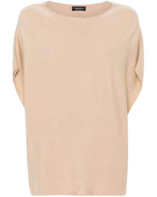 Fabiana Filippi Natural Beaded-trim Cotton Knitted Top