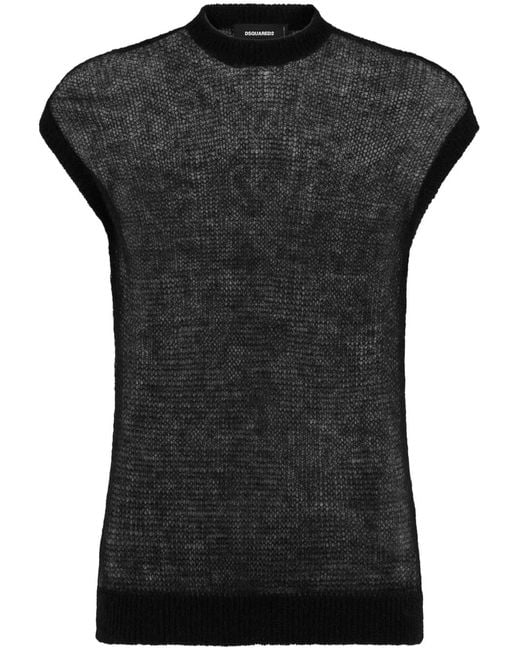 DSquared² Black Mohair-Blend Sweater Vest for men