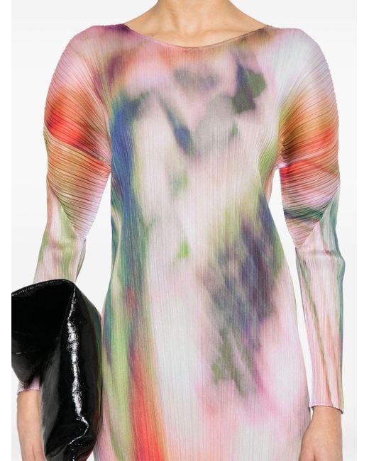Robe mi-longue à design plissé Pleats Please Issey Miyake en coloris Multicolor
