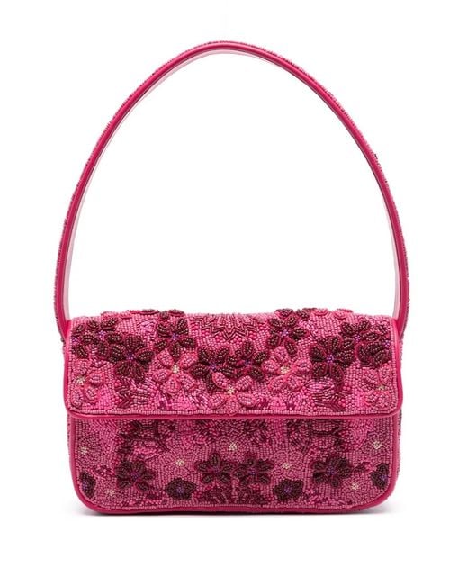Staud Pink Tommy Beaded Shoulder Bag