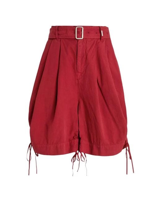 High Red Short Ceinturé À Lien De Resserrage