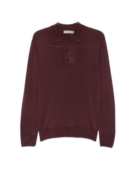 Canali Purple Wool Polo Shirt for men
