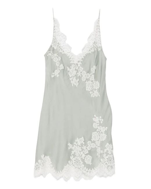 Carine Gilson White Lace-Detail V-Neck Slip