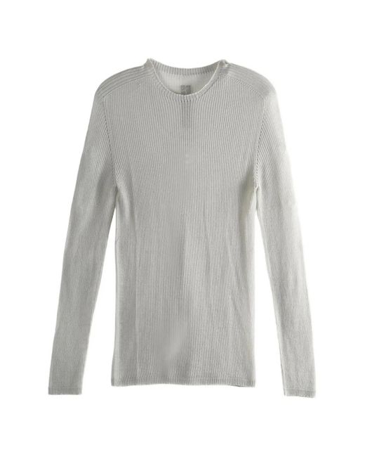 Rick Owens Gray Ribbed-Knit Semi-Sheer T-Shirt for men