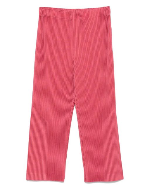 Homme Plissé Issey Miyake Red Pleated Wide-Leg Trousers for men