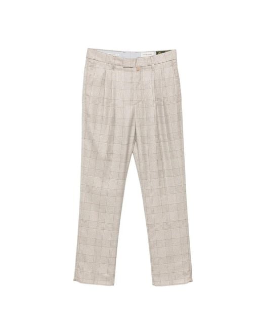 Jacob Cohen White Lucas Checked Pleated Trousers for men