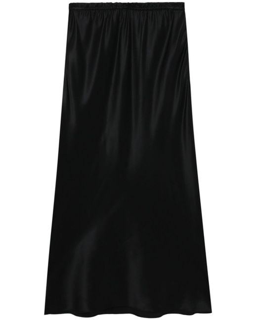 Simone Rocha Black Elasticated-waist Silk Midi Skirt