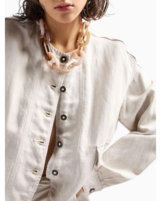 Veste à design sans col Emporio Armani en coloris White