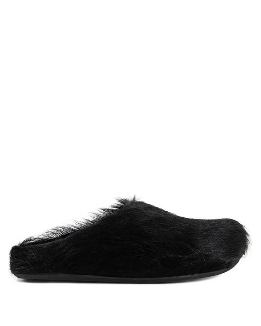 Marni Black Fussbett Long-Hair Calfskin Sabot for men