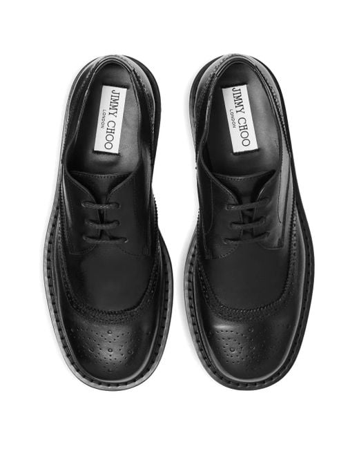 Jimmy Choo Black Rowan Brogue Derby Shoes for men