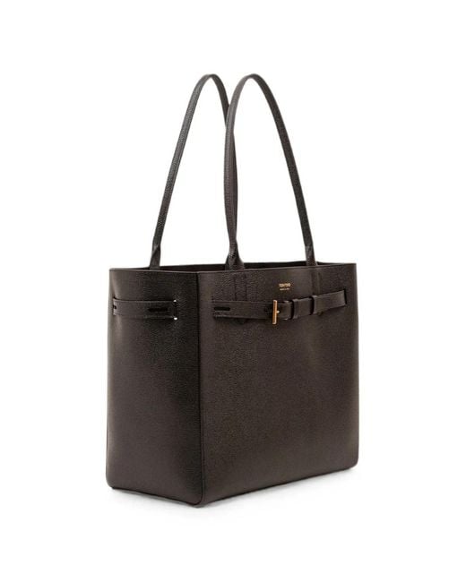 Tom Ford Black Medium Audrey Grained-Leather Tote Bag