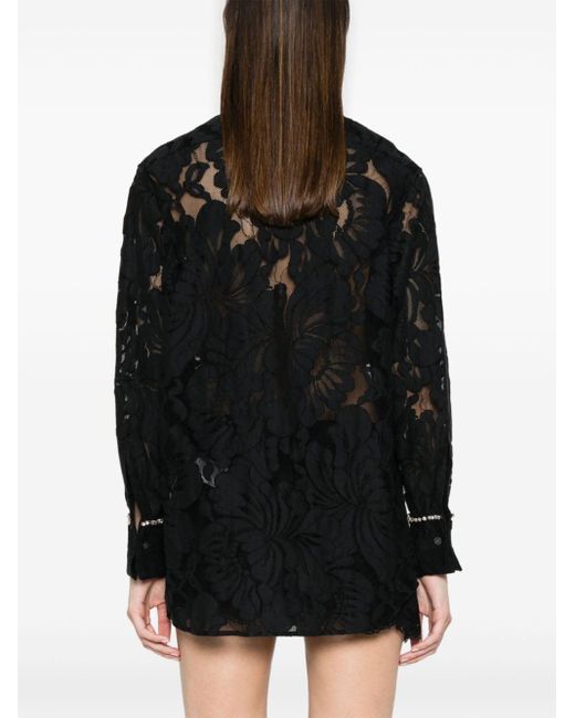 N°21 Black Floral-lace Shirt
