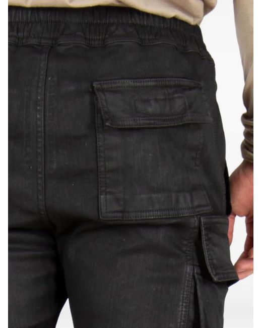 Rick Owens Black Drawstring-Waist Cargo Pants for men