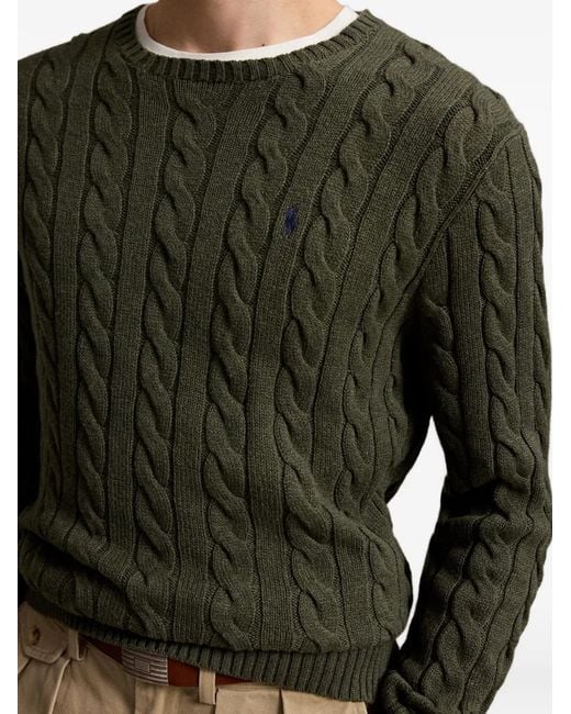 Polo Ralph Lauren Green Pony-Embroidered Cable-Knit Sweater for men