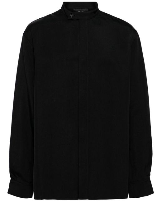 Band-collar concealed-fastening shirt Amiri de hombre de color Black