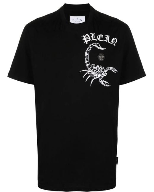 Philipp Plein Black Chest Logo-Print Detail T-Shirt for men