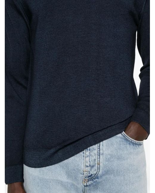 Daniele Fiesoli Blue Crew-Neck Wool Sweater for men