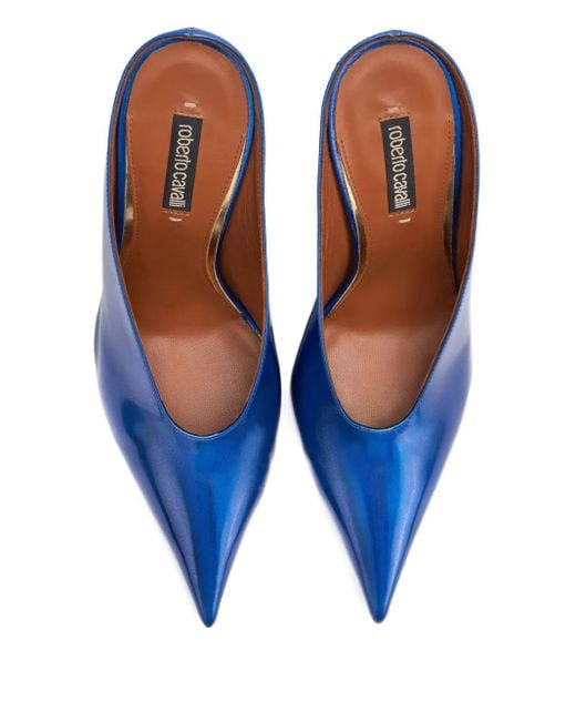 Roberto Cavalli Blue Sleek Pointed-Toe Mules