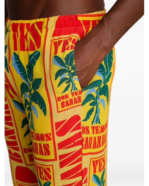Amir Slama Yellow Lettering-Print Straight Trousers for men