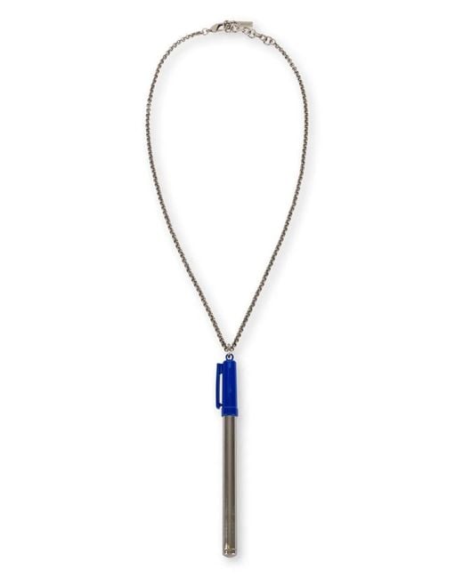 Moschino White Pen-Pendant Chain Necklace