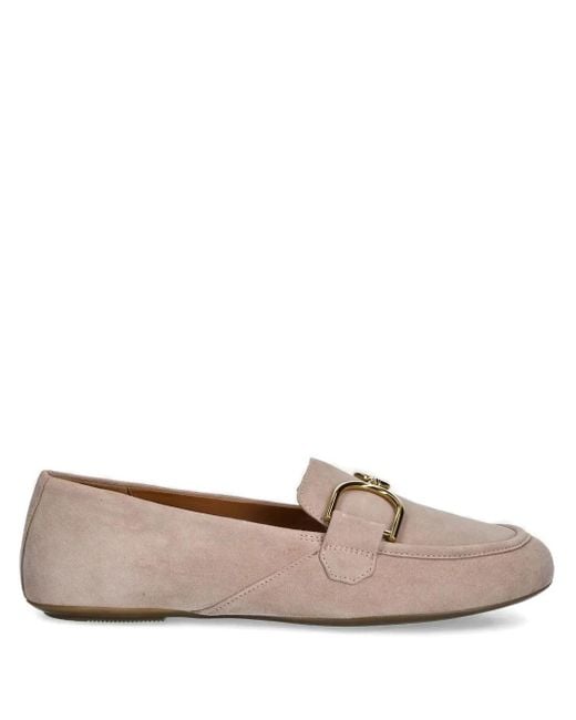 Geox Brown Buckle-Detail Suede Loafers