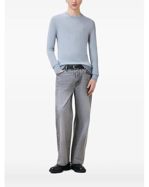 AllSaints Blue Mode Logo-Embroidered Crew-Neck Sweater for men