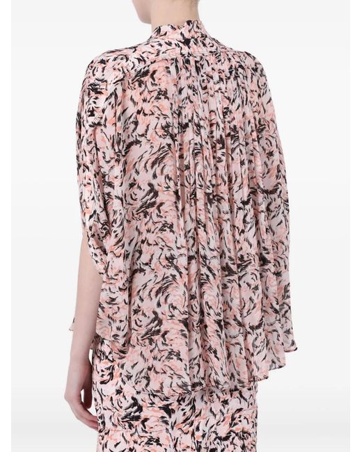 Proenza Schouler Pink Printed-Pattern Short-Sleeve Blouse