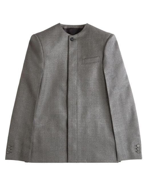 Tod's Gray Virgin Wool Collarless Blazer