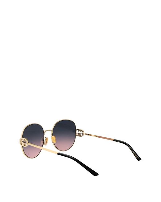 Gucci Metallic Interlocking G Round-Frame Sunglasses
