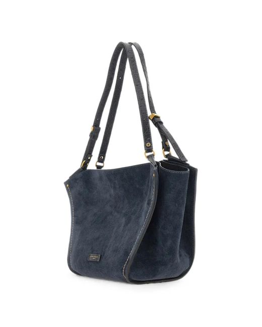 Gianni Chiarini Blue Bloom Suede Shoulder Bag
