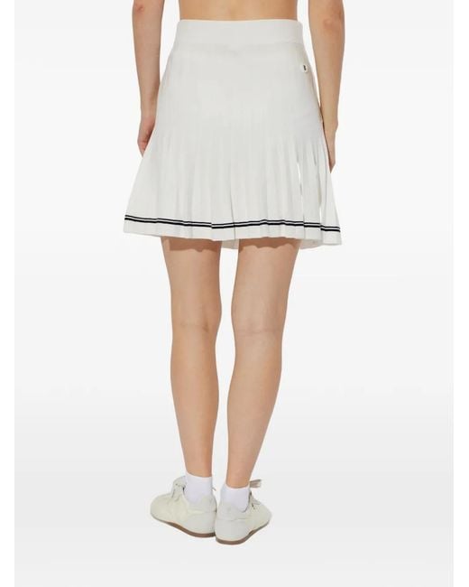 Bogner White Myra Pleated Striped Skirt