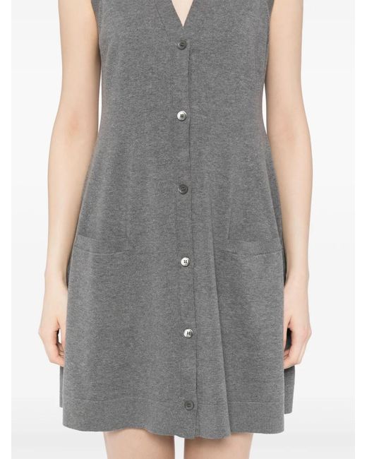 JNBY Gray V-Collar Sleeveless Knitted Dress