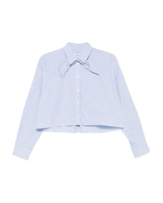 Sandro White Checked Cropped Shirt