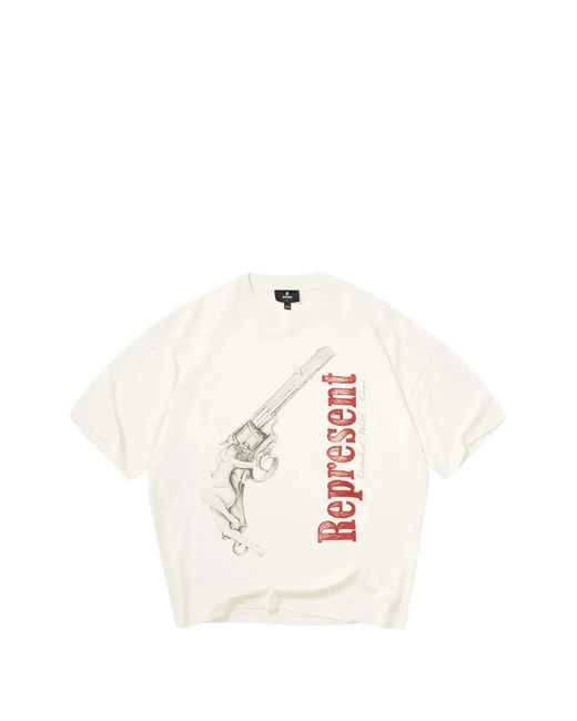 Represent White Graphic-Print Raw-Cut T-Shirt